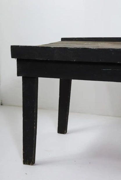 20th Century American Primitive Rustic Black Painted Oak Work Table