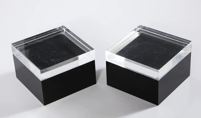 Pair of Black and Clear Lucite Decorative Boxes