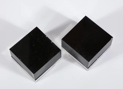 Pair of Black and Clear Lucite Decorative Boxes