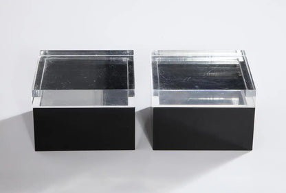 Pair of Black and Clear Lucite Decorative Boxes