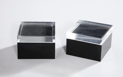 Pair of Black and Clear Lucite Decorative Boxes