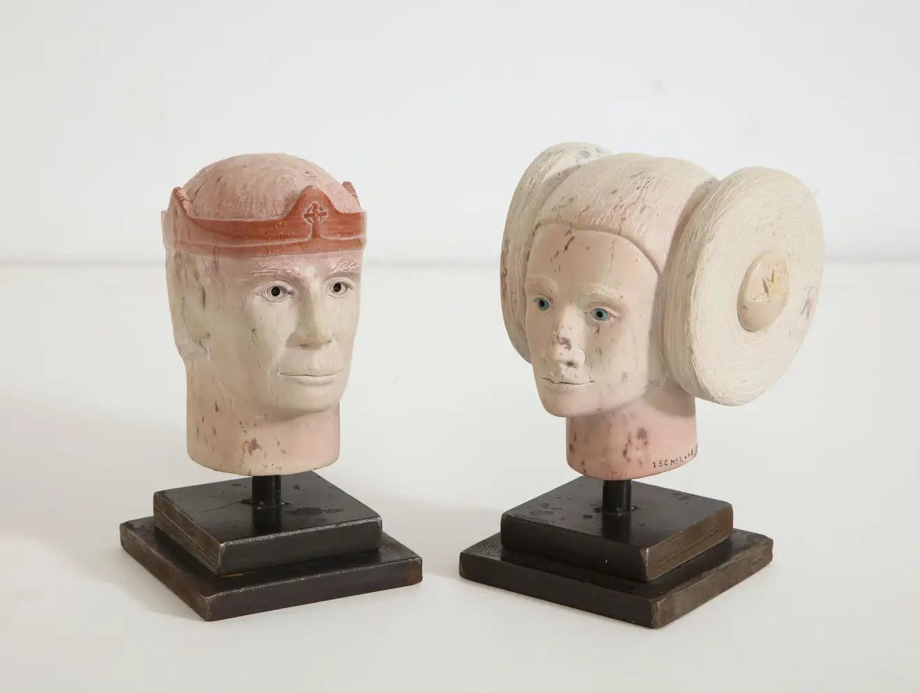 Mystical Prince and Princess Granite Marble Head Sculptures by Scott McLeod