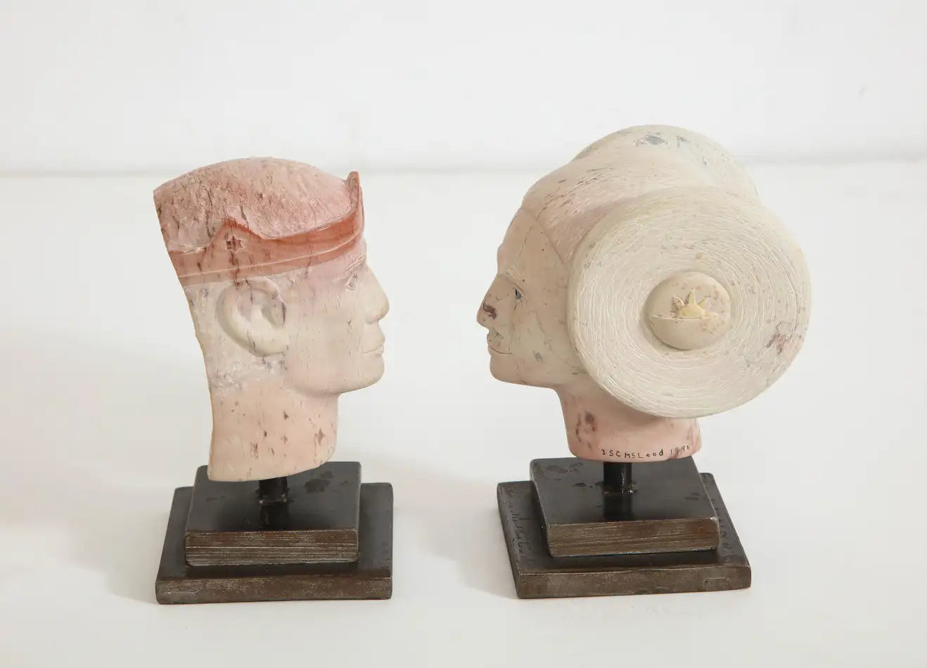 Mystical Prince and Princess Granite Marble Head Sculptures by Scott McLeod
