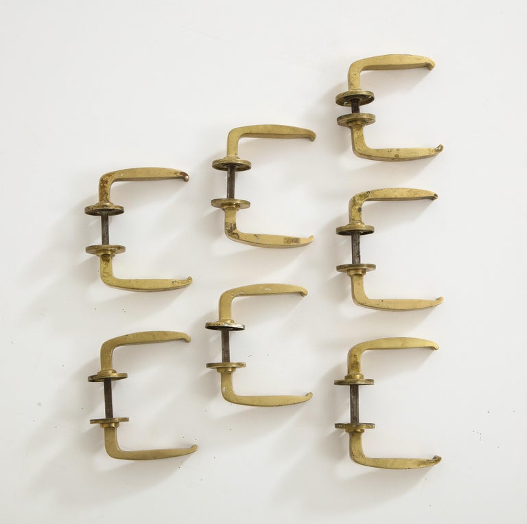 1960s Italian Brass Door Handles, Set of 7