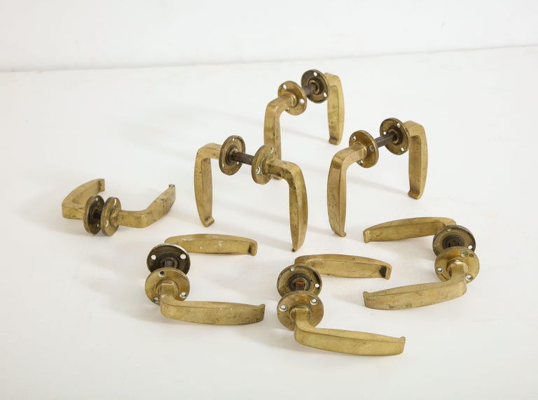 1960s Italian Brass Door Handles, Set of 7