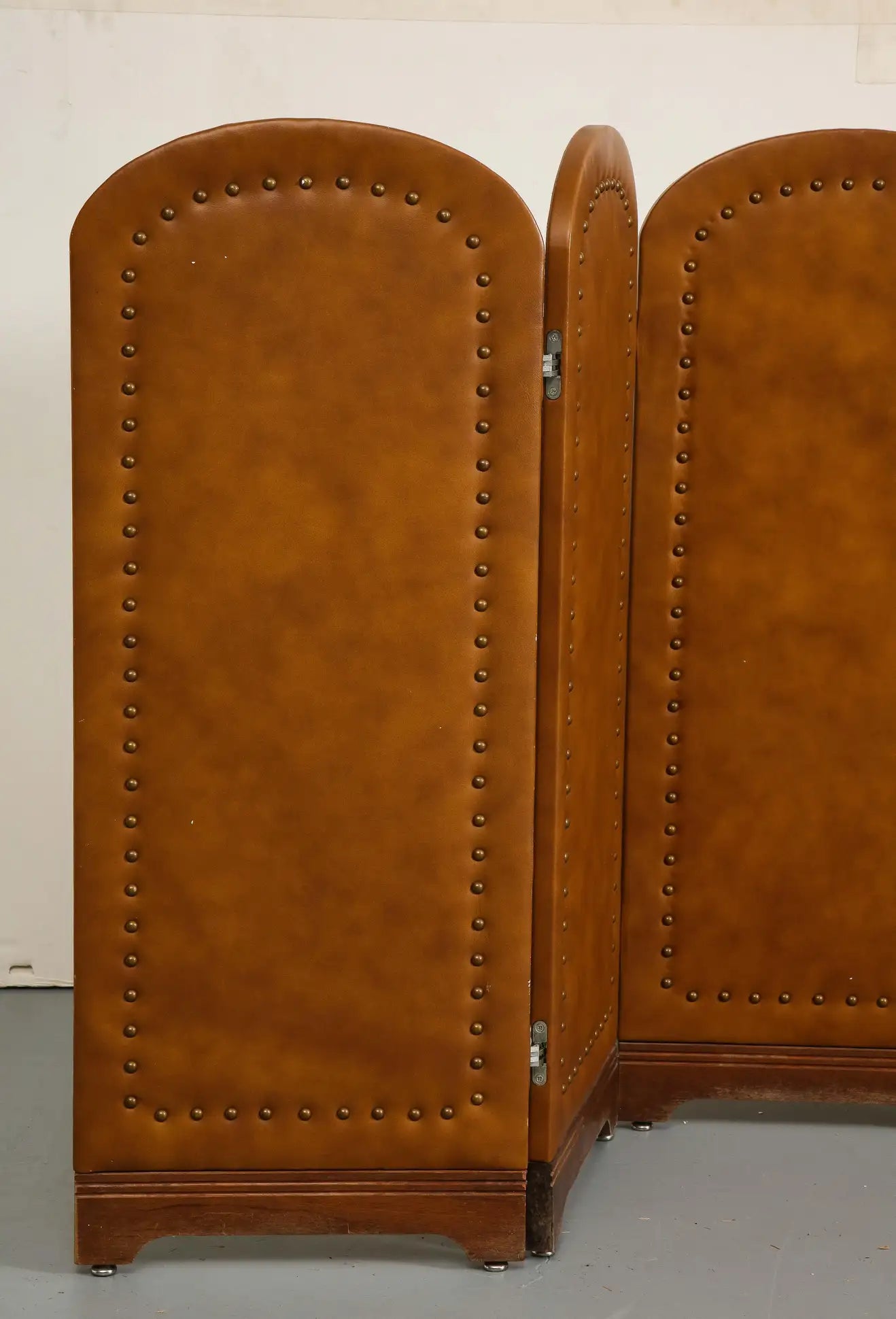 Vintage Leather Folding Screen with 5 Panels, C. 1960