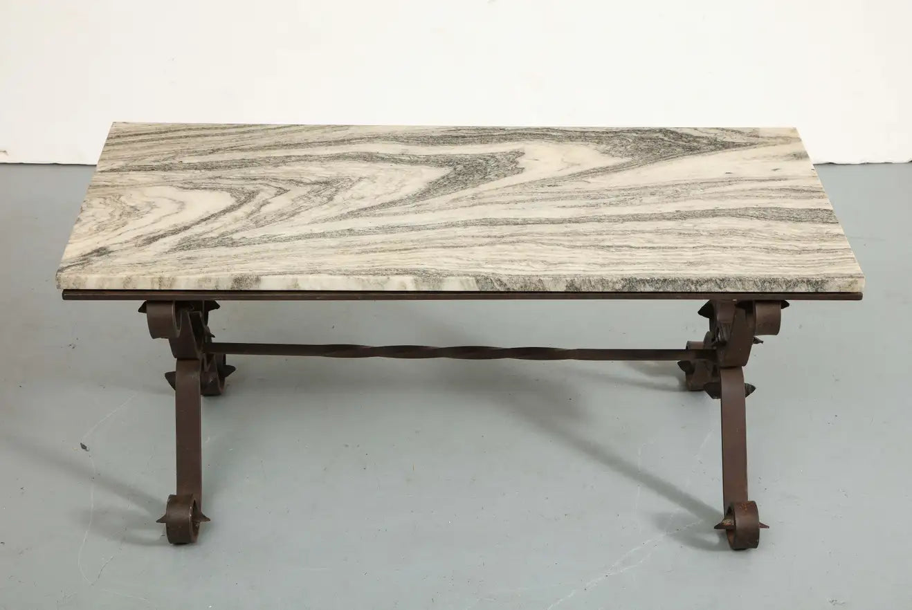 Midcentury Italian Marble Top Coffee Table