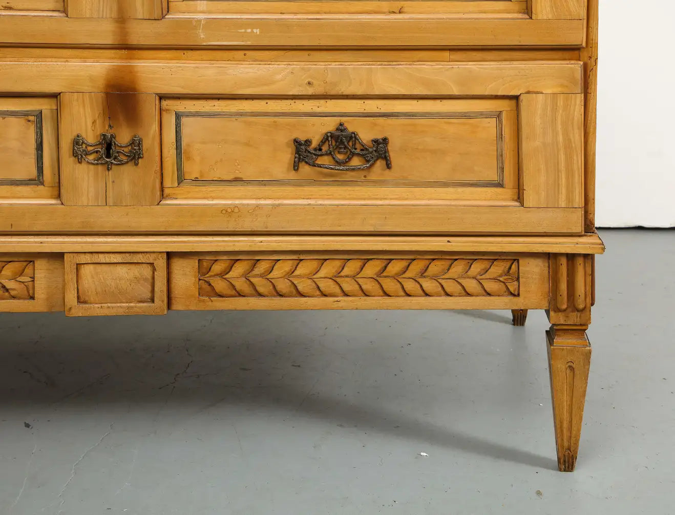 19th Century Louis XVI Style French Oak Chest with Original Bronze Hardware