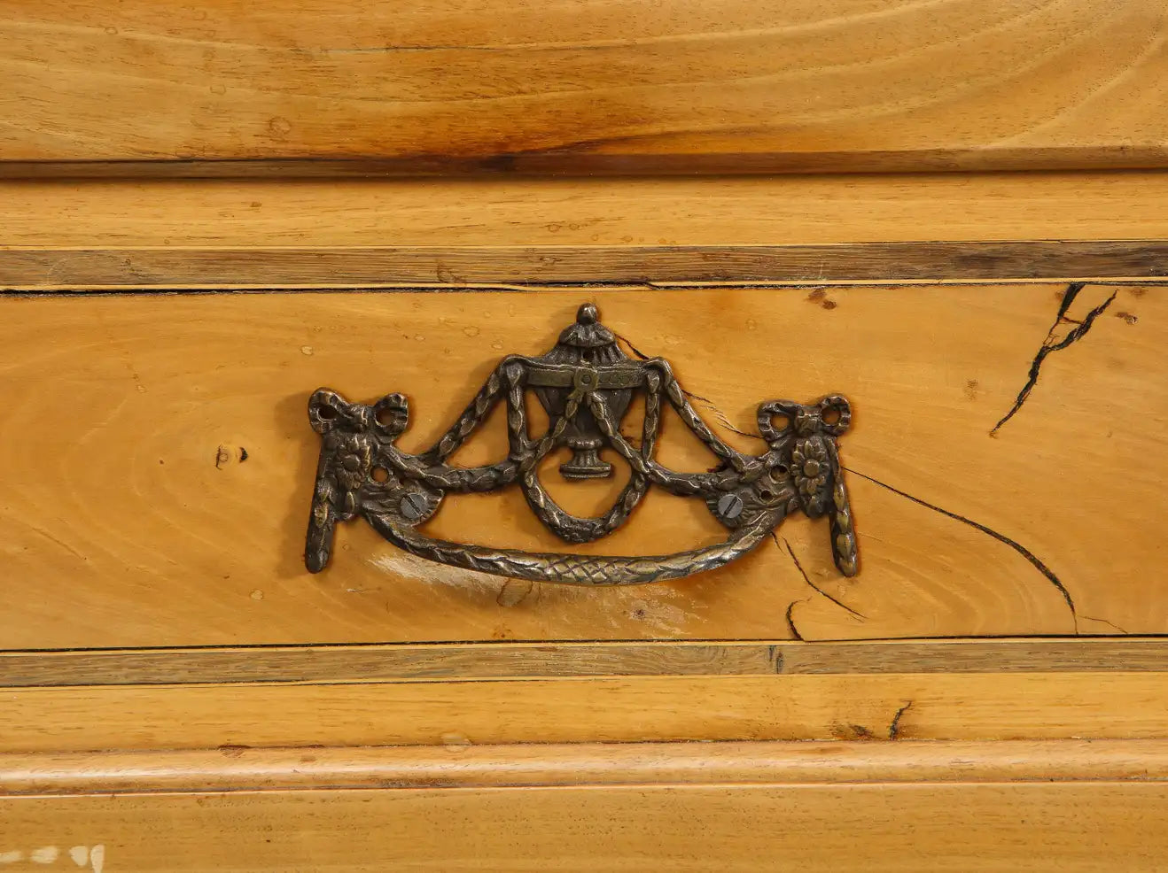 19th Century Louis XVI Style French Oak Chest with Original Bronze Hardware