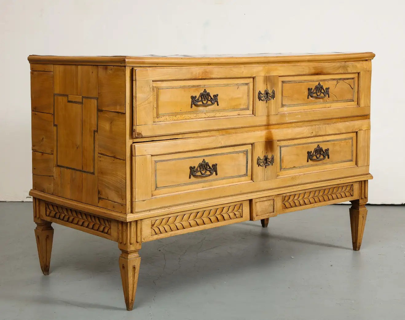 19th Century Louis XVI Style French Oak Chest with Original Bronze Hardware