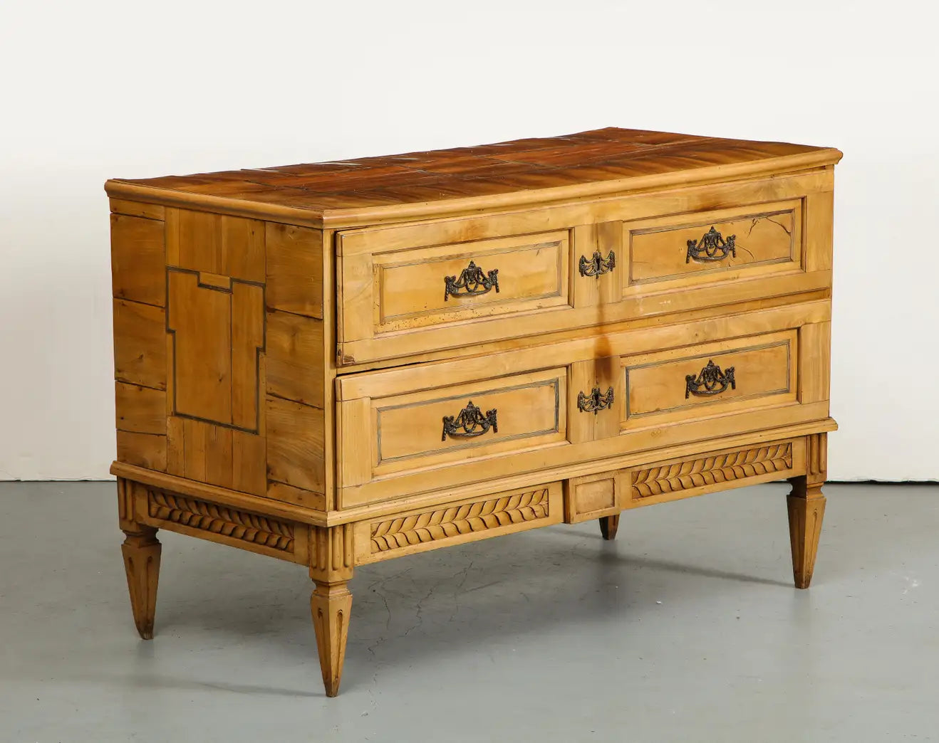 19th Century Louis XVI Style French Oak Chest with Original Bronze Hardware