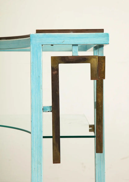 Pair of Hollywood Regency Metal and Glass Side Tables