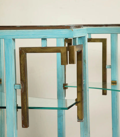 Pair of Hollywood Regency Metal and Glass Side Tables