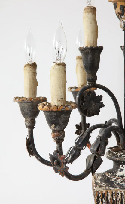 19th Century Italian Wood and Gesso 10-Light Candelabra, Electrified