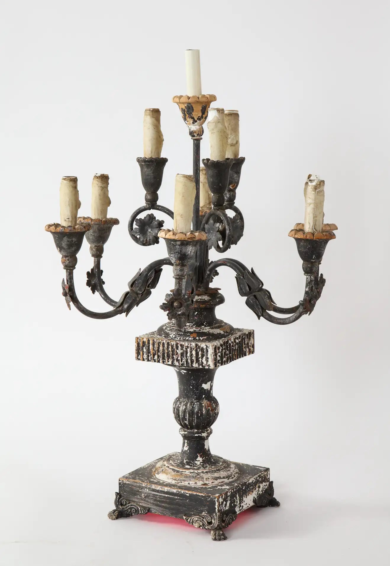 19th Century Italian Wood and Gesso 10-Light Candelabra, Electrified