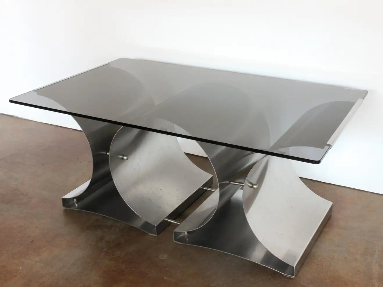 Steel and Glass Coffee Table by Francois Monnet for Kappa, French, c. 1970