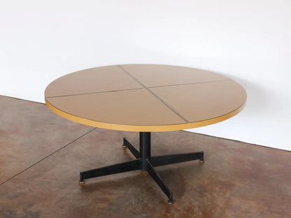Mid-Century Modern Blackened Iron & Melamine Table with Brass Inlay, c. 1960