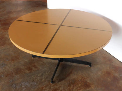 Mid-Century Modern Blackened Iron & Melamine Table with Brass Inlay, c. 1960