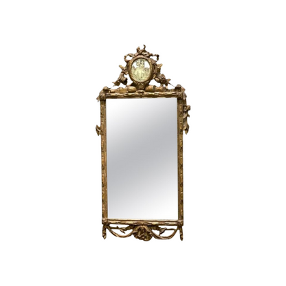 19th Century French Carved Giltwood Mirror with Verre Églomisé Decoration
