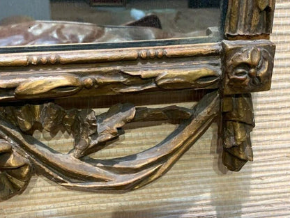 19th Century French Carved Giltwood Mirror with Verre Églomisé Decoration