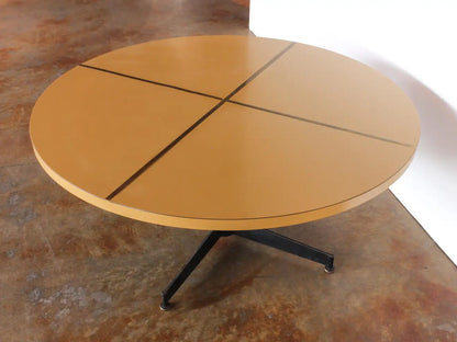 Mid-Century Modern Blackened Iron & Melamine Table with Brass Inlay, c. 1960