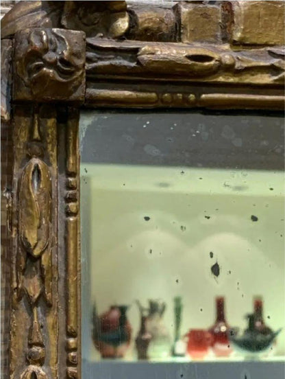 19th Century French Carved Giltwood Mirror with Verre Églomisé Decoration
