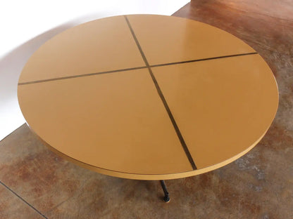 Mid-Century Modern Blackened Iron & Melamine Table with Brass Inlay, c. 1960