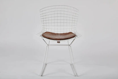 Vintage Pair of White Bertoia Side Chairs with Alligator Cushions