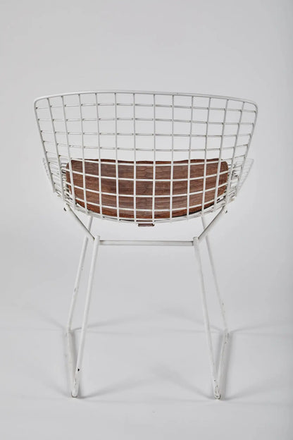 Vintage Pair of White Bertoia Side Chairs with Alligator Cushions