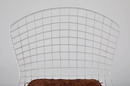 Vintage Pair of White Bertoia Side Chairs with Alligator Cushions