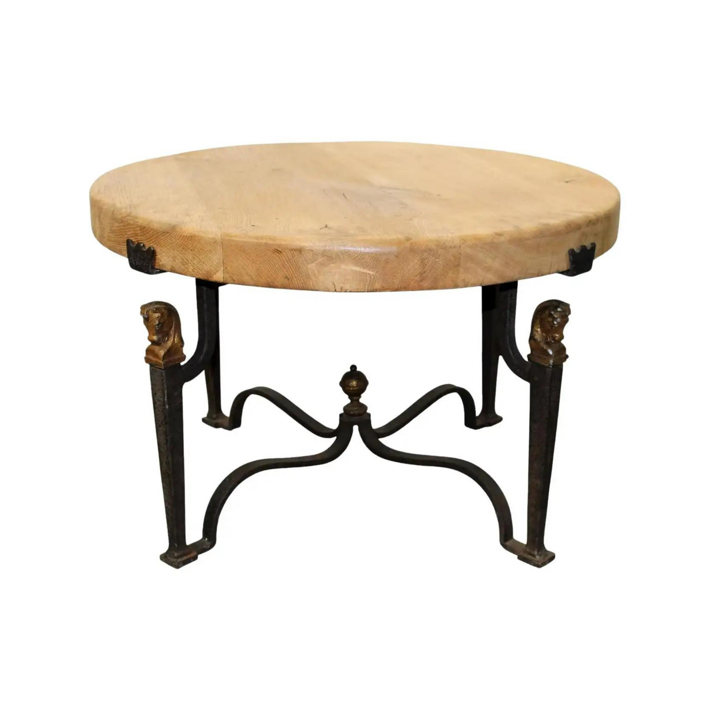 Mid-Century French Jean-Charles Moreux-Style Cocktail Table with Iron Base