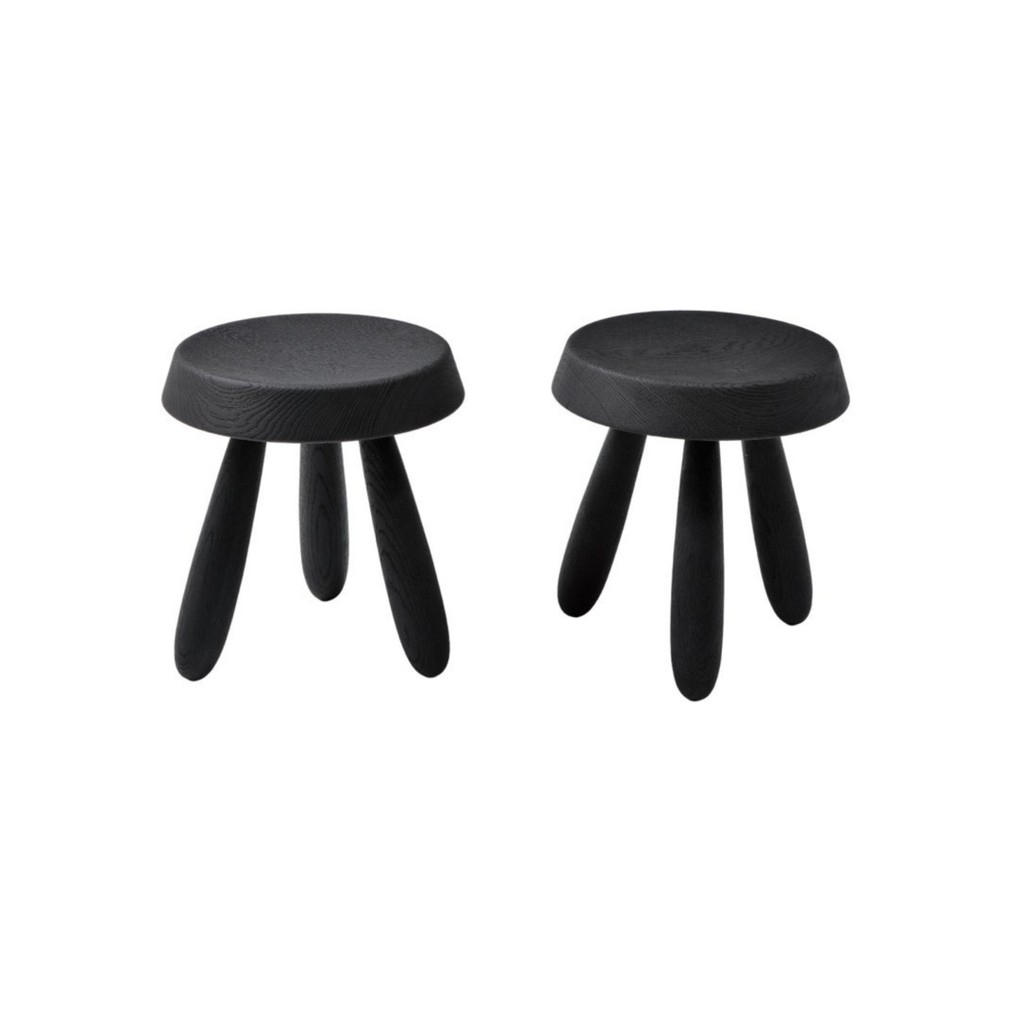 Pair of Burnt Oak Tripod Stools by Douglas Mont for Facto Atelier Paris