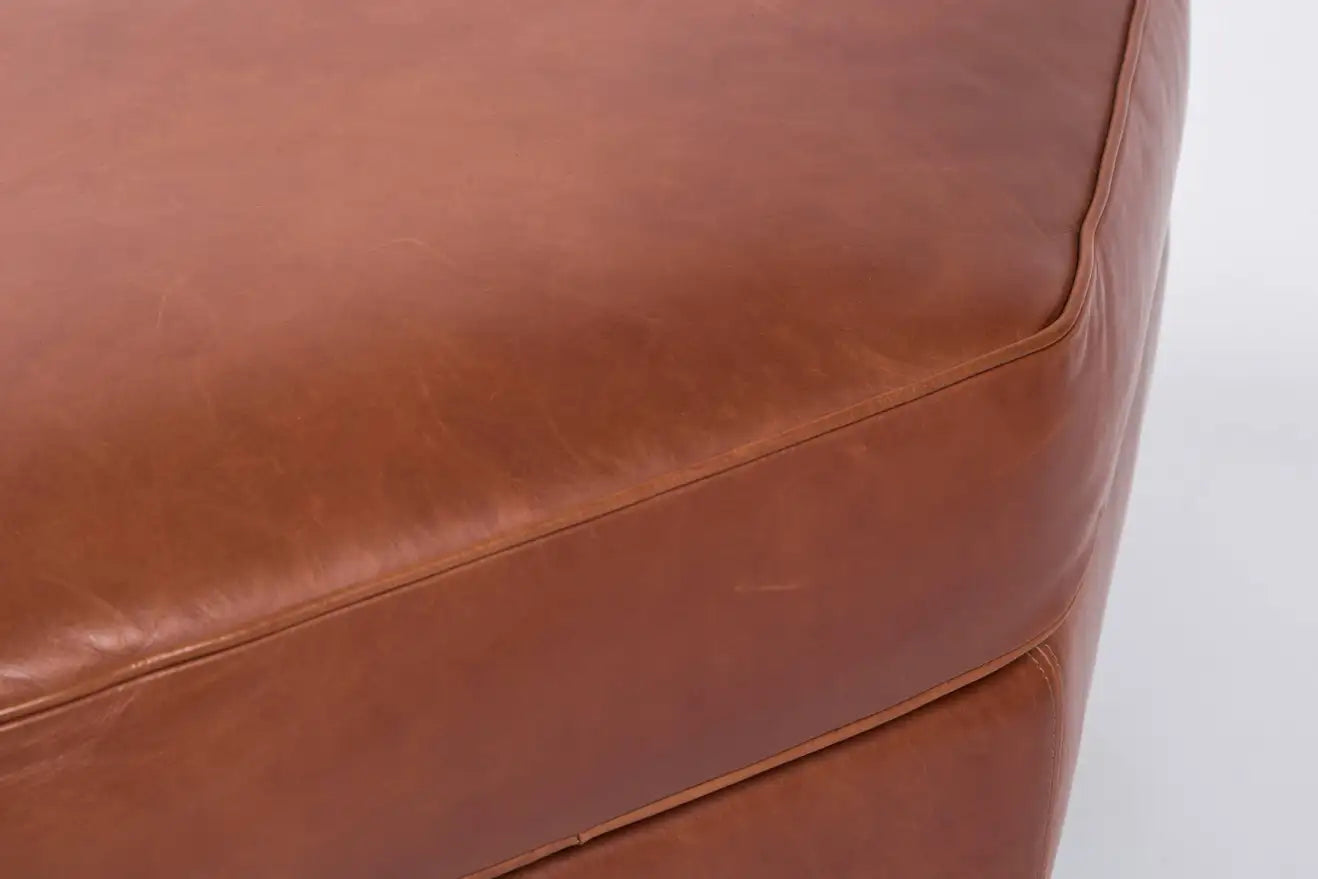 Leather – Cognac Large Nate Octagonal Ottoman Berkus