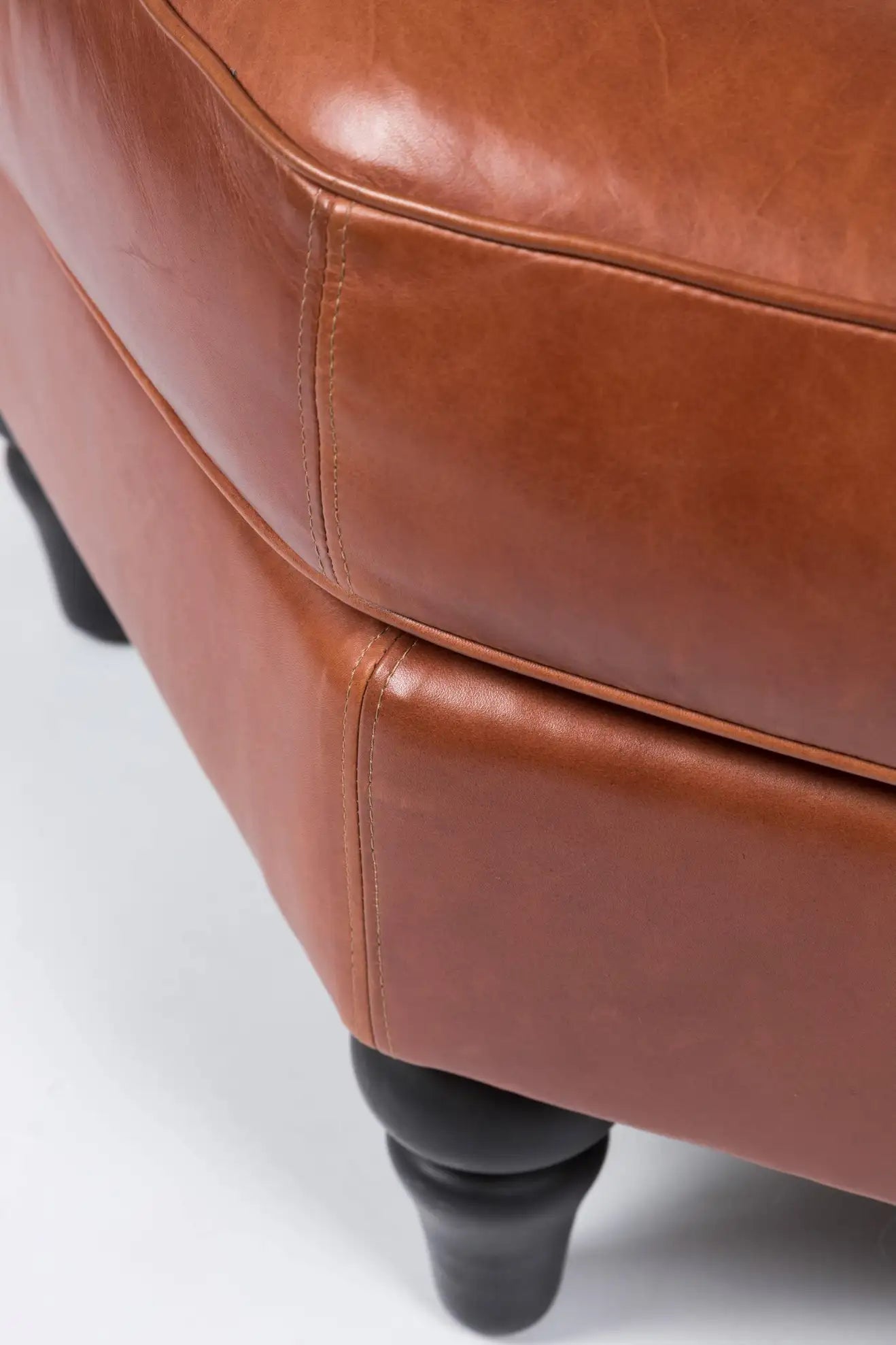 Nate Large Leather – Cognac Octagonal Berkus Ottoman