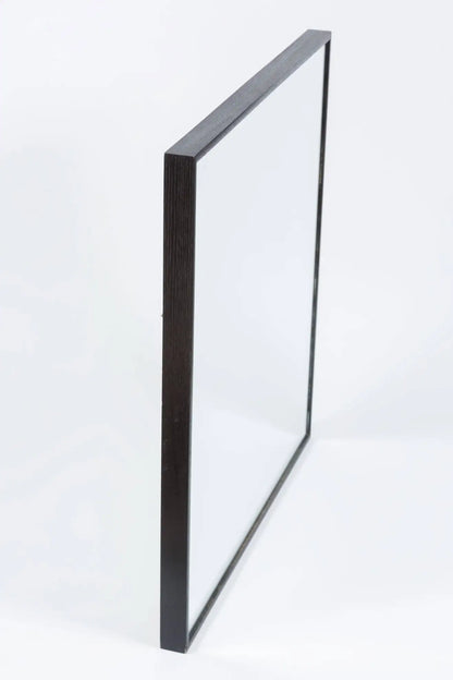 Modern Black Oak Square Wall Mirror