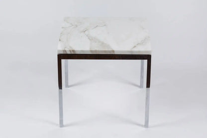 American Knoll-Style Chrome and Marble End Table, circa 1950