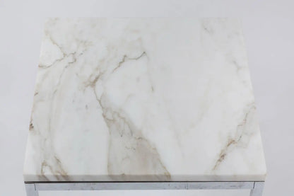 American Knoll-Style Chrome and Marble End Table, circa 1950