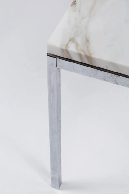American Knoll-Style Chrome and Marble End Table, circa 1950