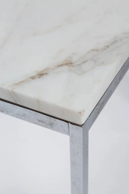 American Knoll-Style Chrome and Marble End Table, circa 1950