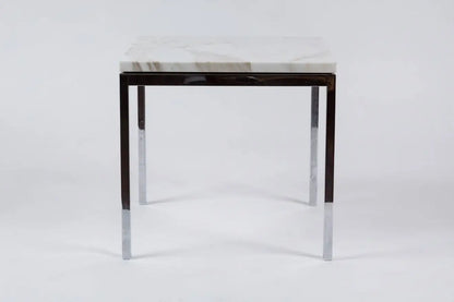 American Knoll-Style Chrome and Marble End Table, circa 1950
