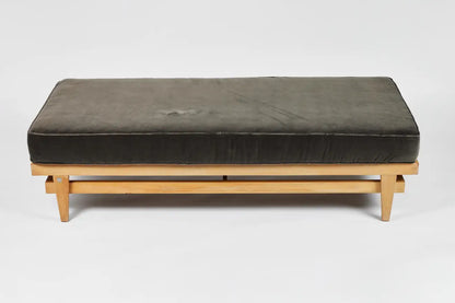 1960s Bertrand Goldberg Bleached Oak Daybed with Kravet Velvet Cushion