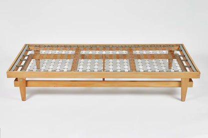 1960s Bertrand Goldberg Bleached Oak Daybed with Kravet Velvet Cushion