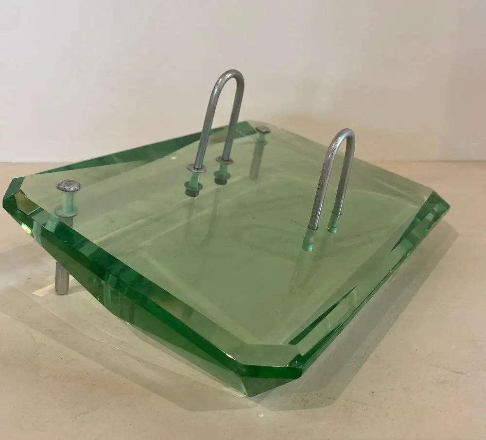 Three-Piece Green Art Glass Desk Set by Fontana Arte, 1950s