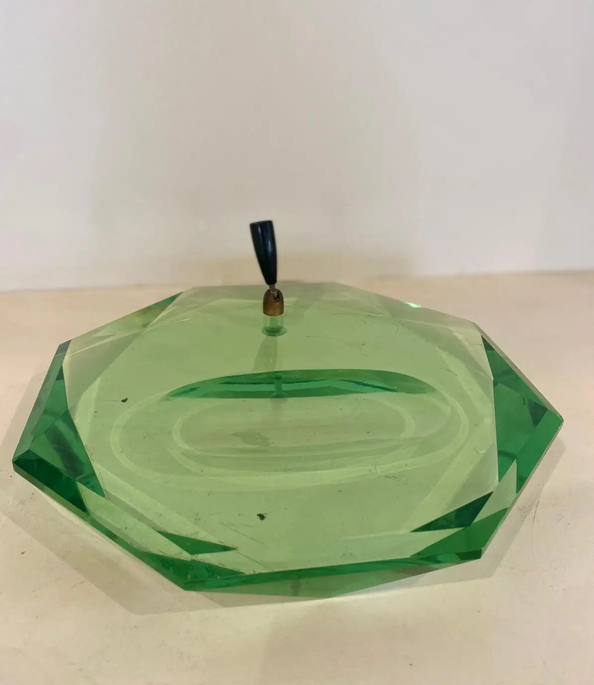 Three-Piece Green Art Glass Desk Set by Fontana Arte, 1950s