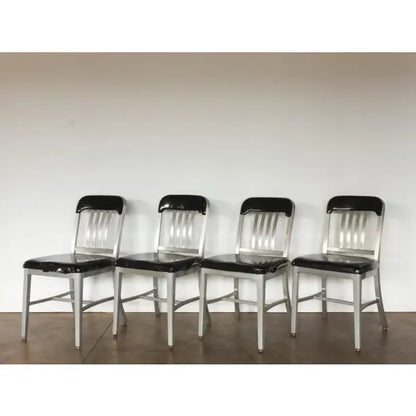 Aluminum and Black Vinyl Schoolhouse Chairs