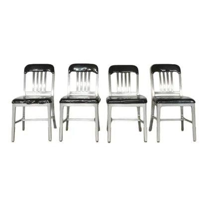 Aluminum and Black Vinyl Schoolhouse Chairs