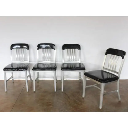 Aluminum and Black Vinyl Schoolhouse Chairs