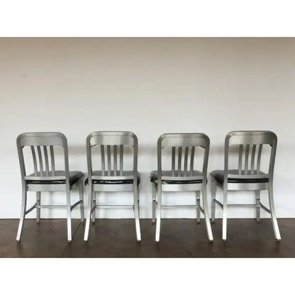 Aluminum and Black Vinyl Schoolhouse Chairs