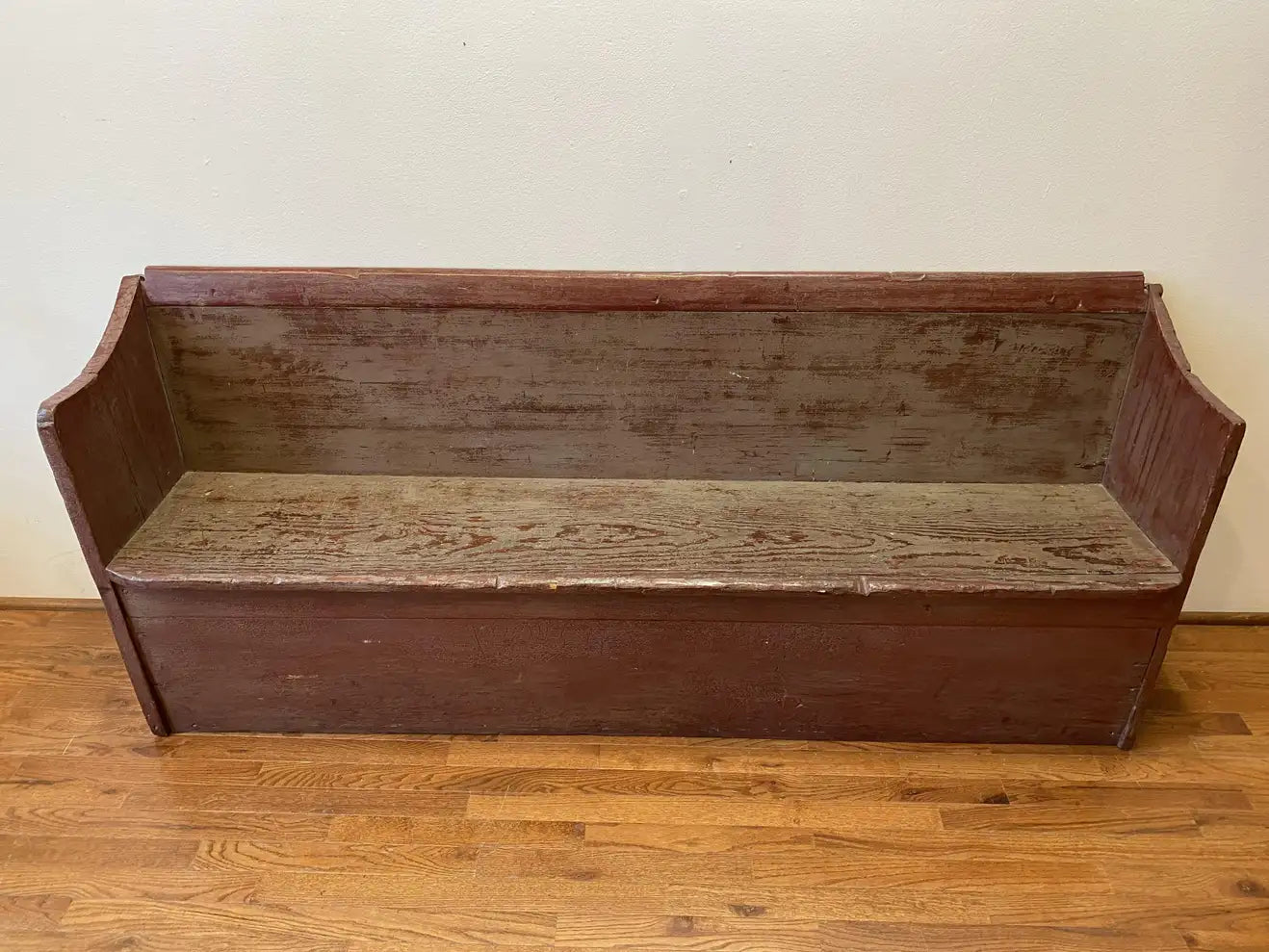 Early 19th C. Red Wood Bench