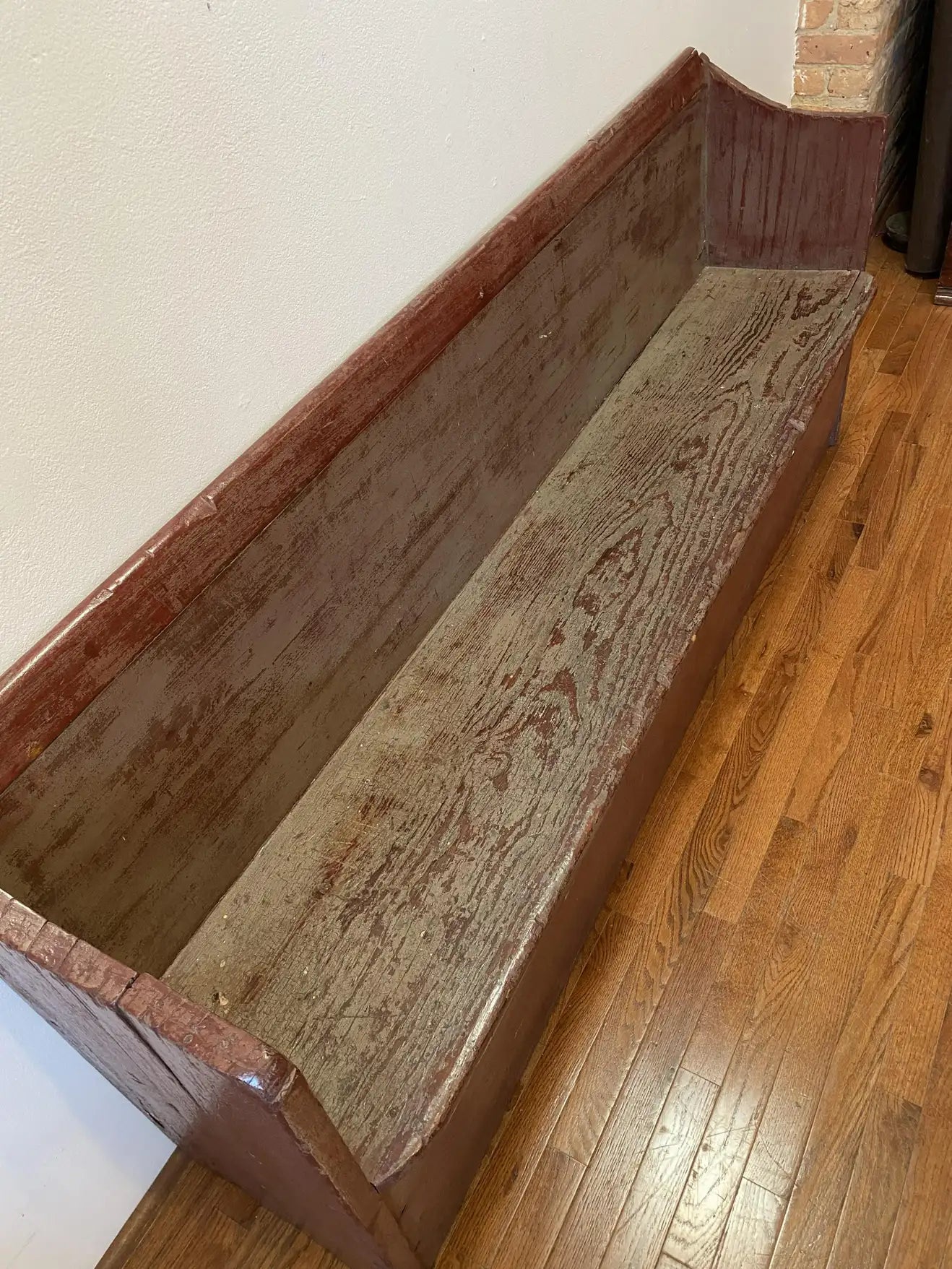 Early 19th C. Red Wood Bench